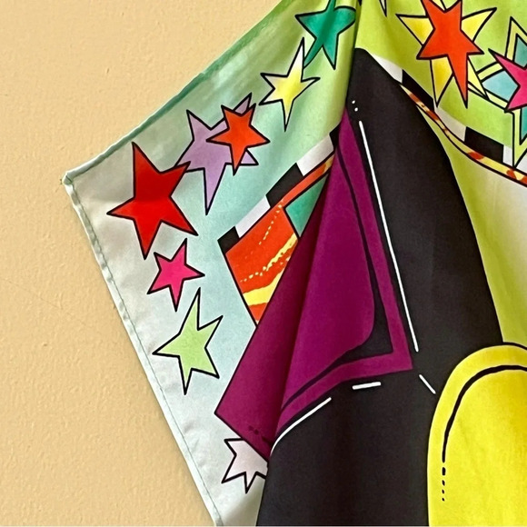 Parade Silky Colourful Stars Picnic Scarf Head Neck 24 x 24” - Picture 2 of 3